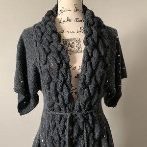 Grey Sequinned Knit Cardigan